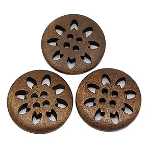Brown Snowflake Wood Button