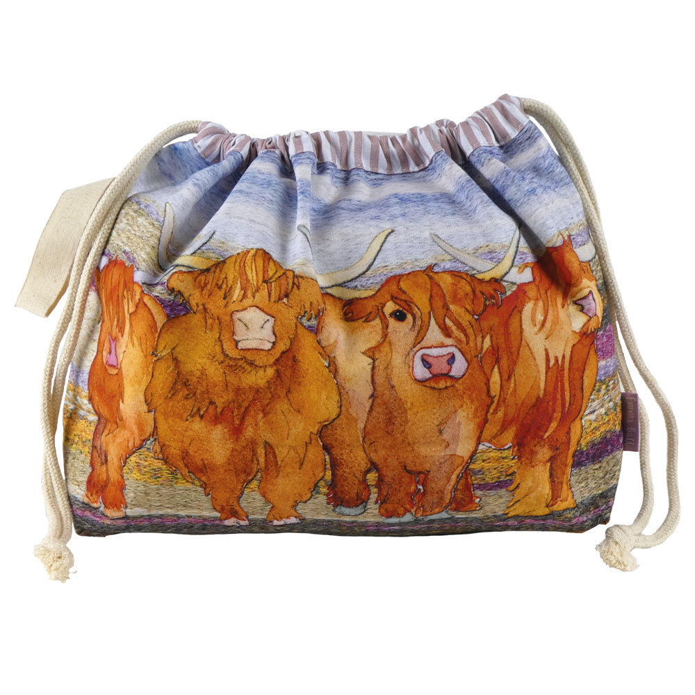 Emma Ball Drawstring Bag : Highland Coos