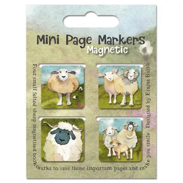 Emma Ball Felted Sheep Set of 4 Mini Magnetic Page Markers