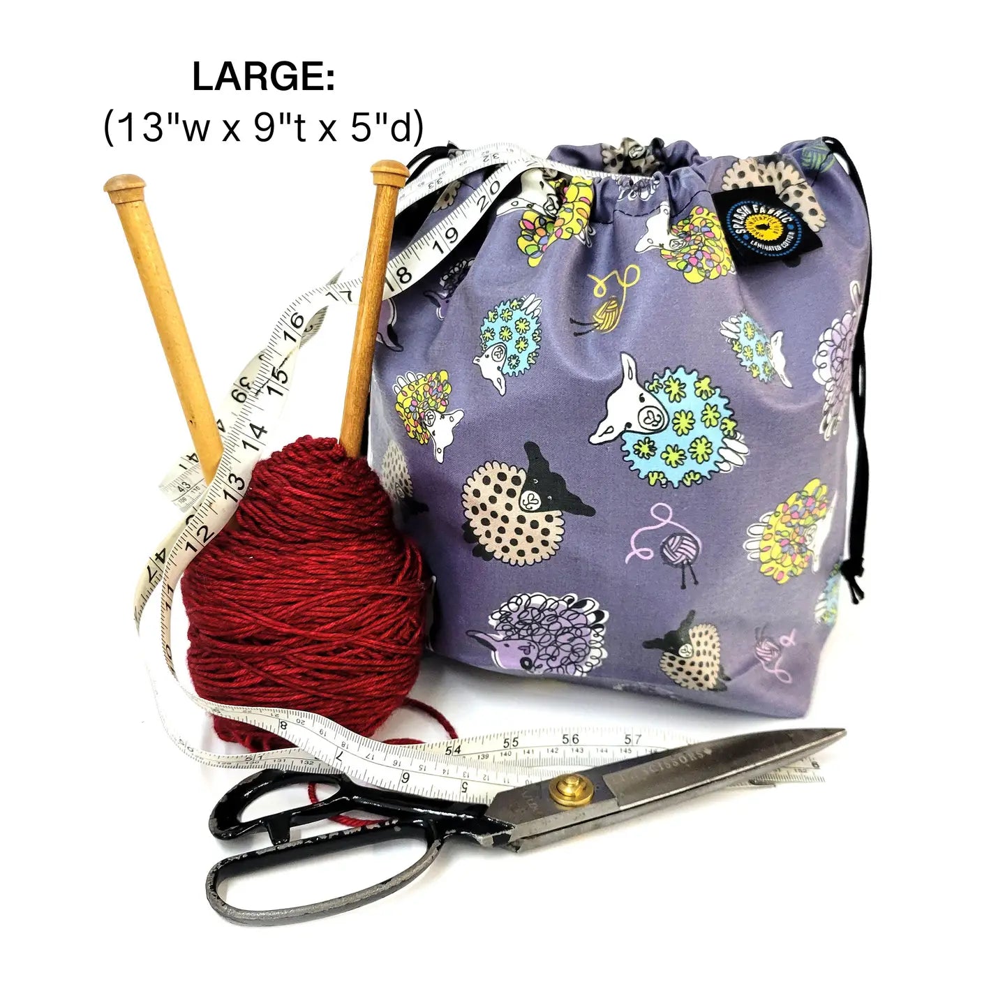 Cinch Bag Large- Plum Sheep
