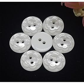 White Flower Star Button