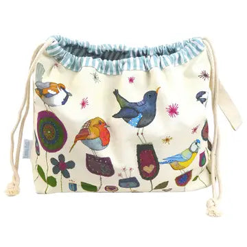 Emma Ball Stitched Birdies Drawstring Bag