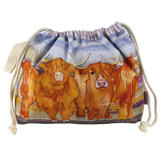 Emma Ball Highland Coos Drawstring Bag