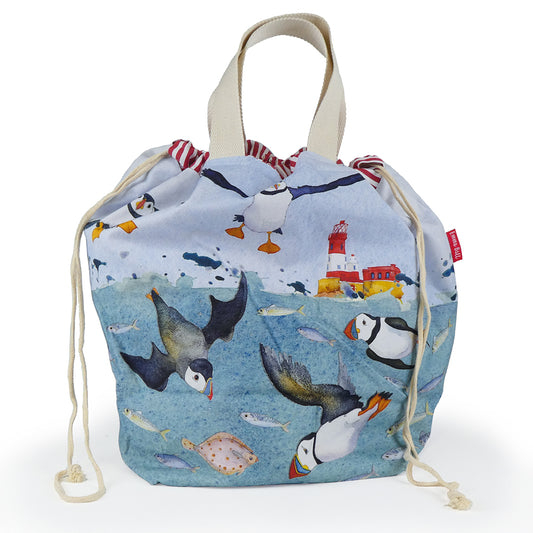 Emma Ball Diving Puffins Large Bucket Bag- BSR