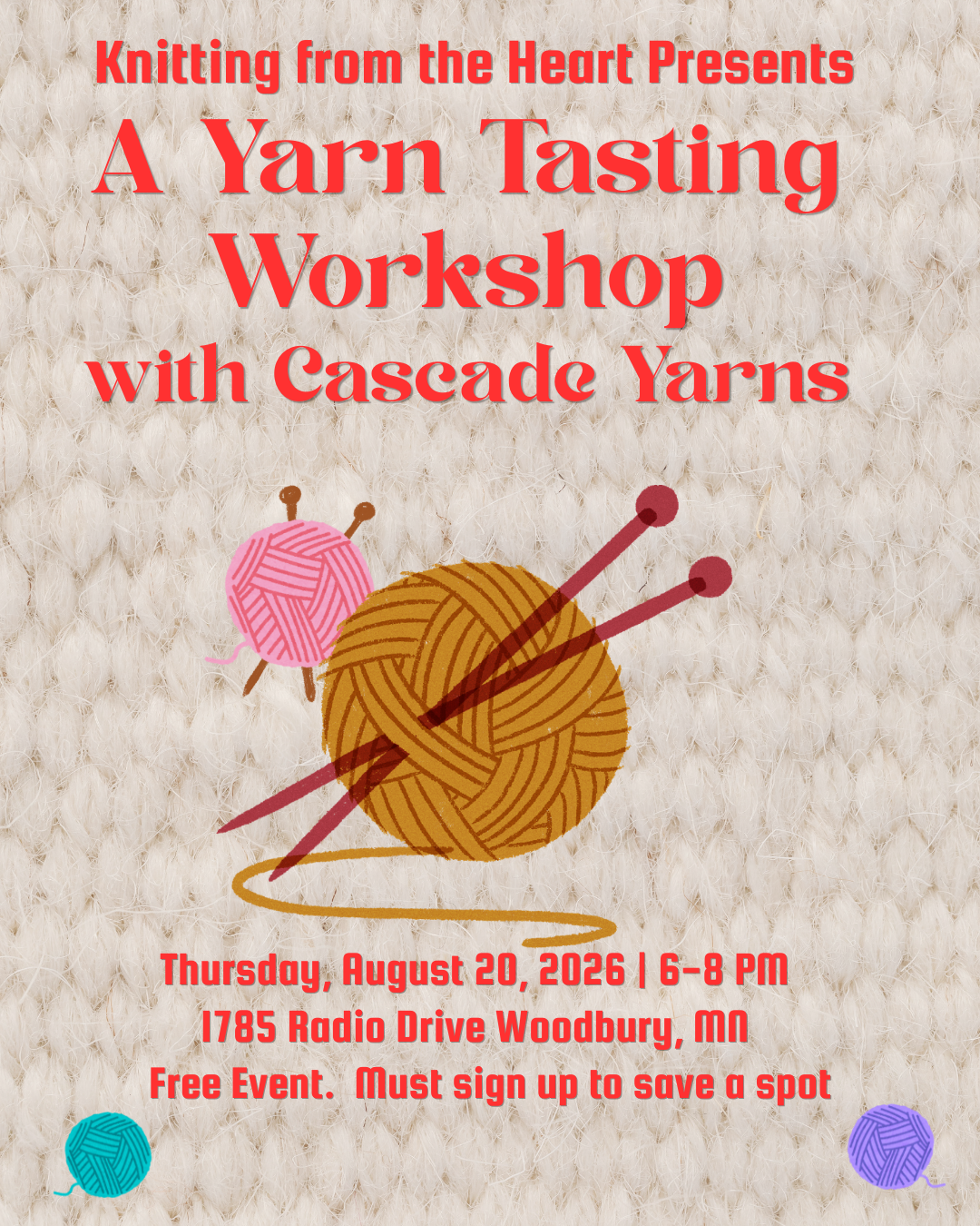 Yarn Tasting with Cascade Yarns with Shannon Dunbabin August 20