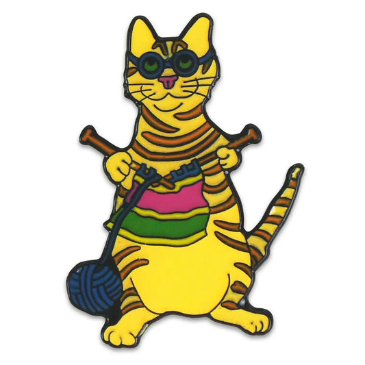 Emma Ball Enamel Pin- Knitting Cat