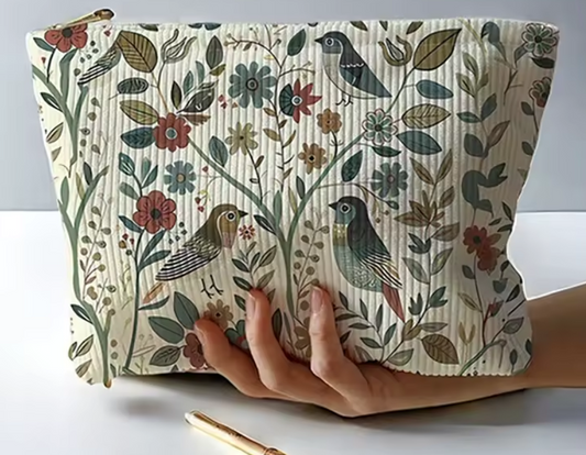 Corduroy Zippered Accessory Pouch