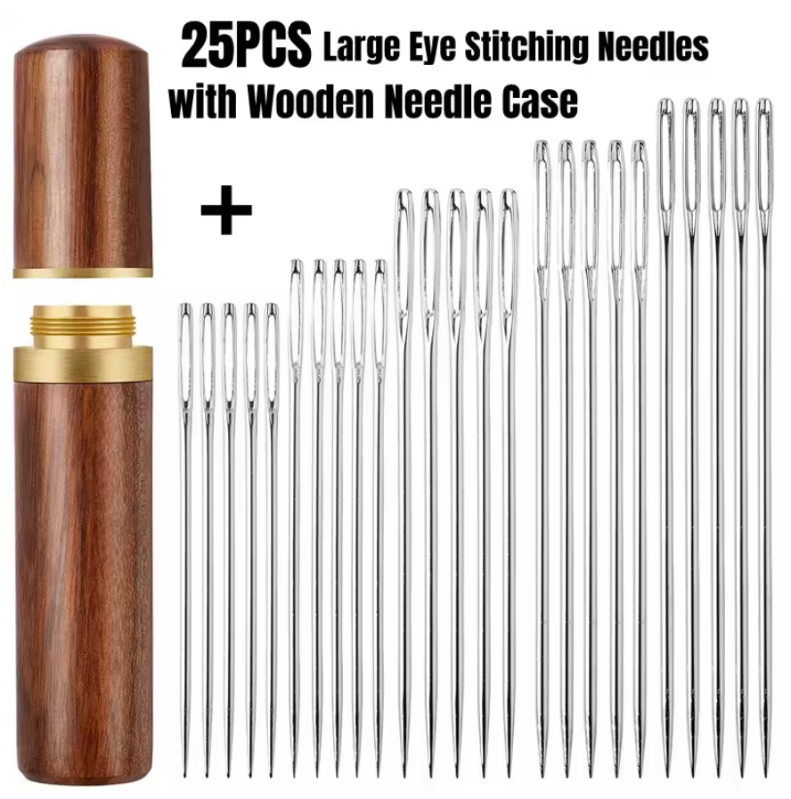 Wooden Needle Holder with 25 Needles