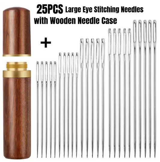 Wooden Needle Holder with 25 Needles