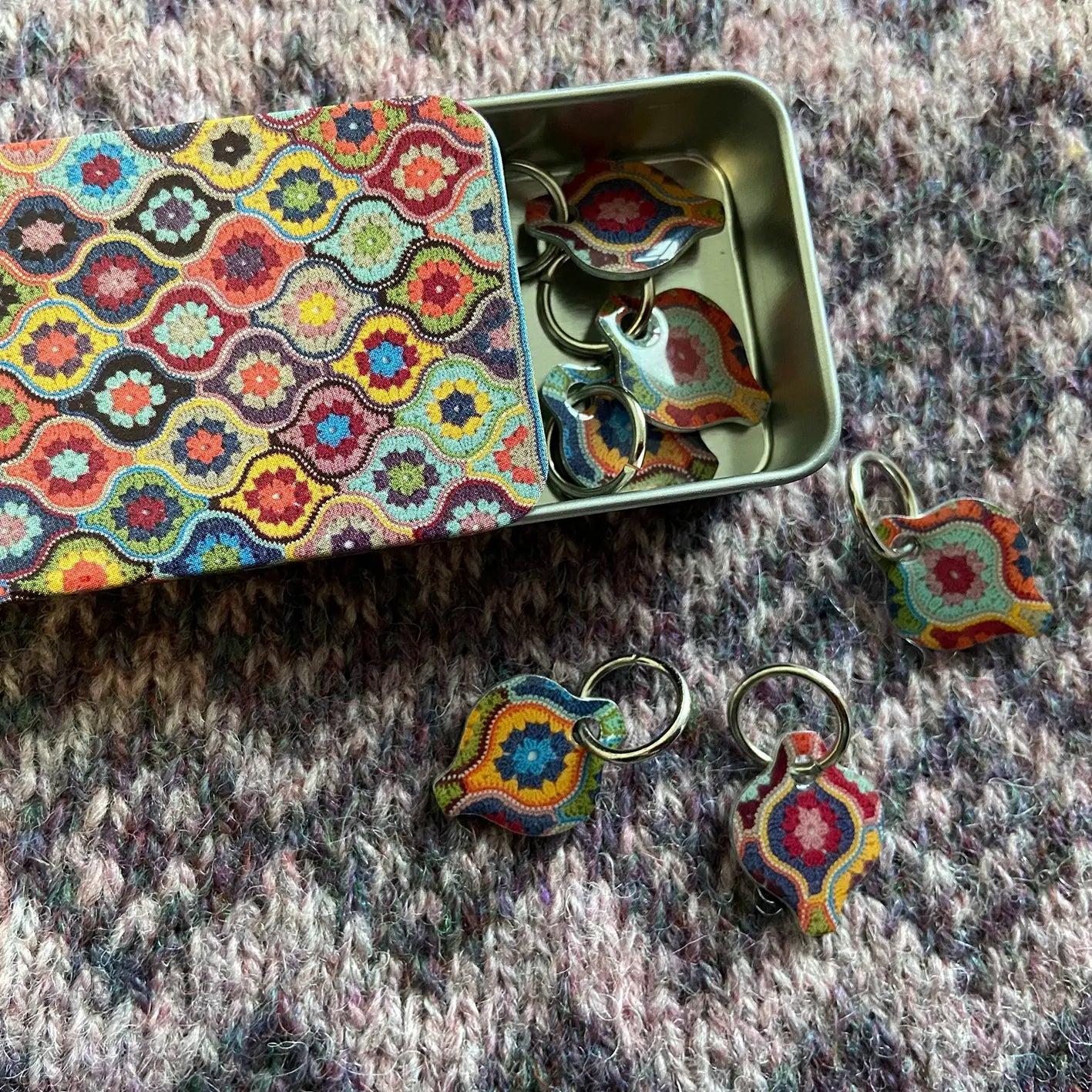 Emma Ball Mystical Lanters Stitch Markers in Tin