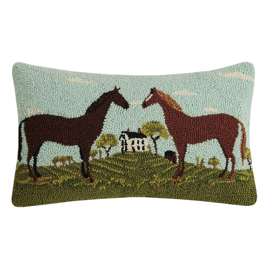 Hook Pillow- Black and Brown Horse