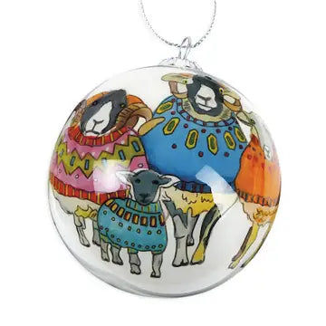 Emma Ball Sheep in Sweaters Hand-Painted Glass Bauble