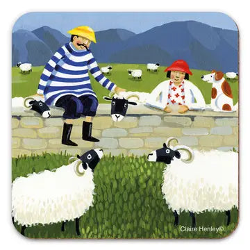 Emma Ball Mr and Mrs Fish Sheep Coaster