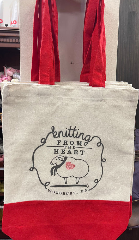 Knitting from the Heart Logo Tote