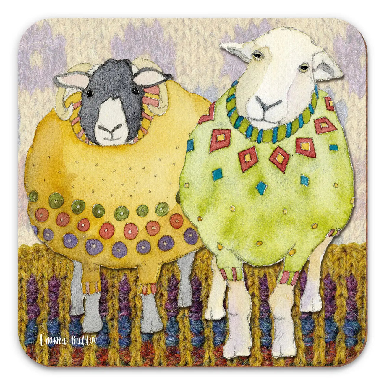 Emma Ball Two Woolly Sheep Coaster