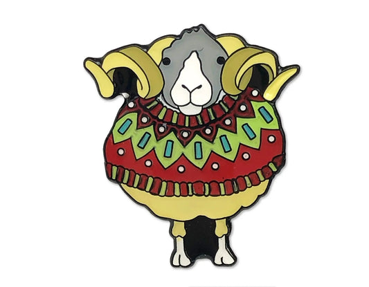 Emma Ball Enamel Pin : Woolly Sheep in Red